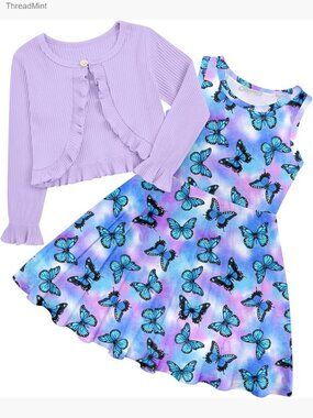 Toddler Girl 2 Piece Dress & Cardigan Set Kids Outfit